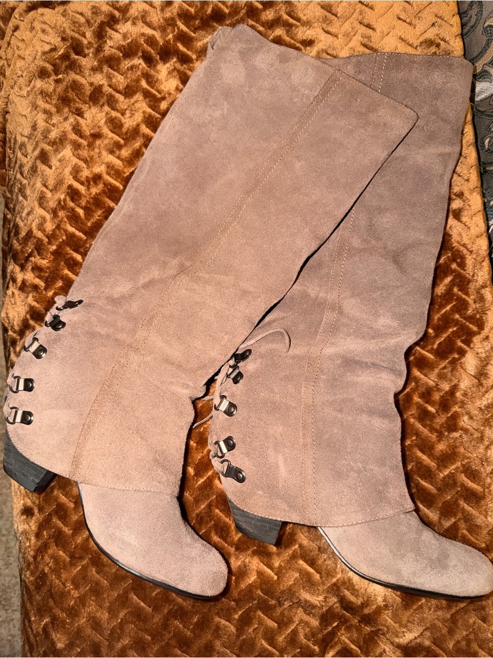 naughty monkey Taupe Suede Over-the-Knee Lace-Back Boots